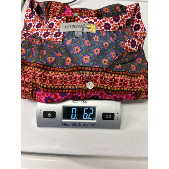 Figueroa & Flower Womens Floral Boho Blouse Size L Polyester Pink/Blue - Picture 8 of 8
